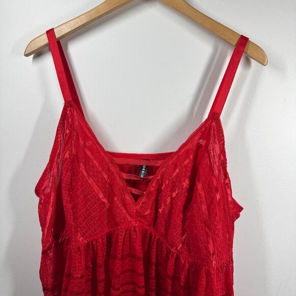 Torrid Babydoll Tank Women 5X Plus Size Red Lace Romantic Adjustable Straps Top - Picture 3 of 7